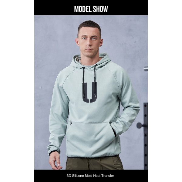 Custom Men's Pullover Fitness Hoodie with Zipper Pockets|Hucai Activewear Manufacturer