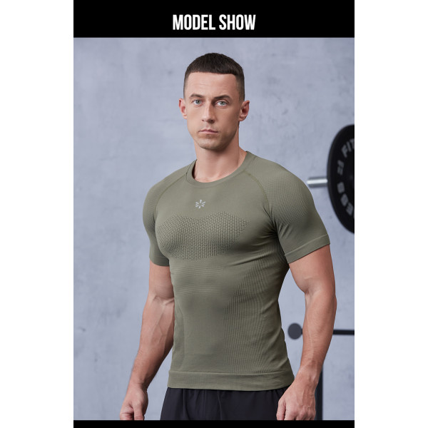 Nylon-Ammonia Wool Blend Compression Fit Fitness T-Shirt for Men|Hucai Activewear Manufacturer