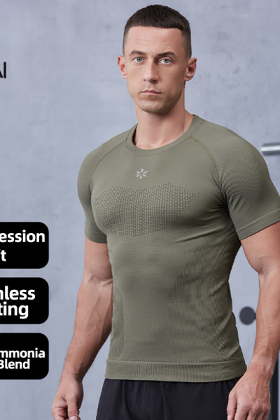 Nylon-Ammonia Wool Blend Compression Fit Fitness T-Shirt for Men|Hucai Activewear Manufacturer