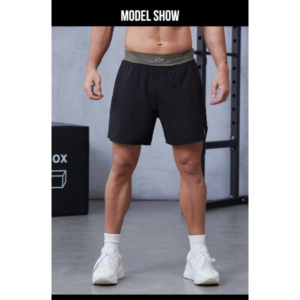 Custom logo Ribbed Waistband 2 in 1 Mens Athletic Training Shorts |Hucai Activewear Manufacturer