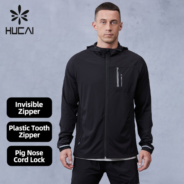 Custom Reflective logo Lightweight Men Workout Running Jacket |Hucai Activewear Manufacturer