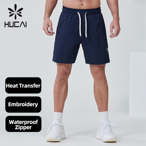 Custom Premium Waterproof Zipper 2 in 1 Mens Running Shorts |Hucai Activewear Manufacturer