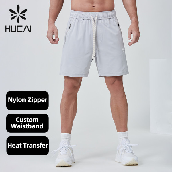 Custom Drawstring Dry Fit Polyester Spandex 5 Inch Sports Shorts |Hucai Activewear Manufacturer