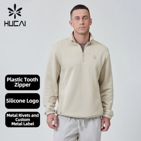 Custom High Quality Men Sports Sweatshirt 1/4 Pullover Quarter-zip |Hucai Activewear Manufacturer