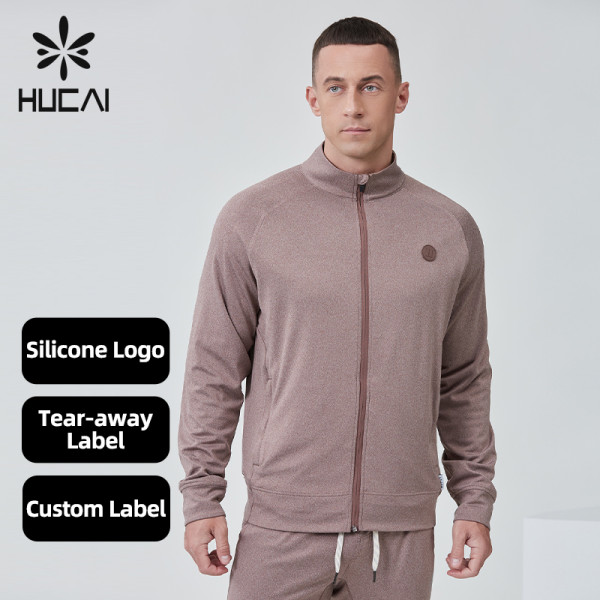 Custom High Quality Men Running Jacket Zip up Regular Fit |Hucai Activewear Manufacturer