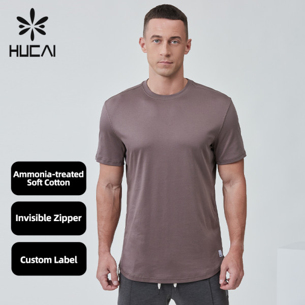 Custom Men Gym T Shirts Premium Cooling Ammonia-treated Soft Cotton|Hucai Activewear Manufacturer