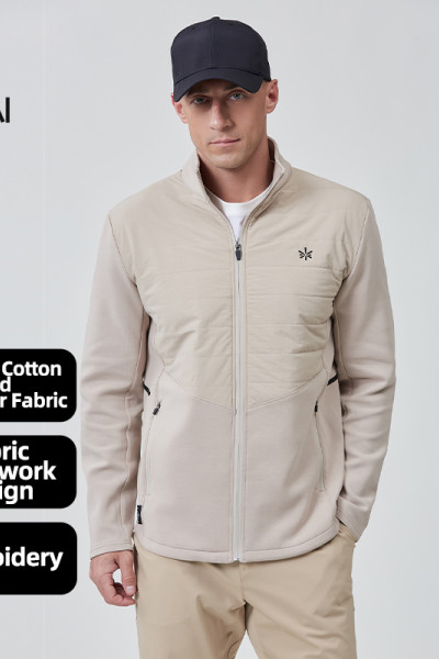 Custom Men Golf Jackets Spandex Quilted Cotton Air Layer |Hucai Activewear Manufacturer