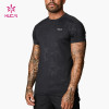 Custom Men's Muscle Fit Training T-Shirt Camo Print Reflective Logo |HUCAI Activewear Manufacturer