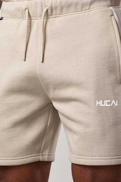 OEM Men's Casual Cotton Shorts with Contrast Panel and Logo |HUCAI Activewear Manufacturers