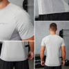 Custom Men's Gray Textured Panel Training T-Shirt | Slim Fit Performance Activewear Manufacturer