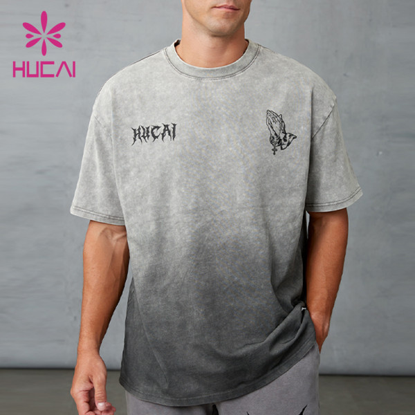 Custom Men's Vintage Snow Wash Oversized Gym T-Shirt