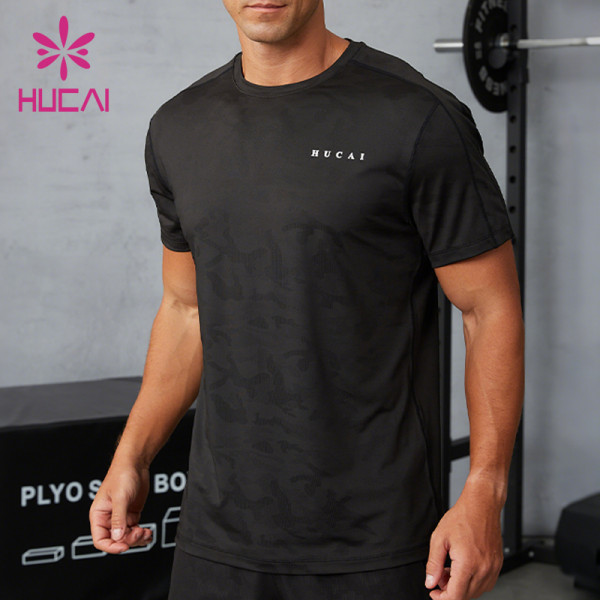 Custom Men's Camouflage Jacquard T-Shirt | Breathable Slim Fit Gym Top Manufacturer
