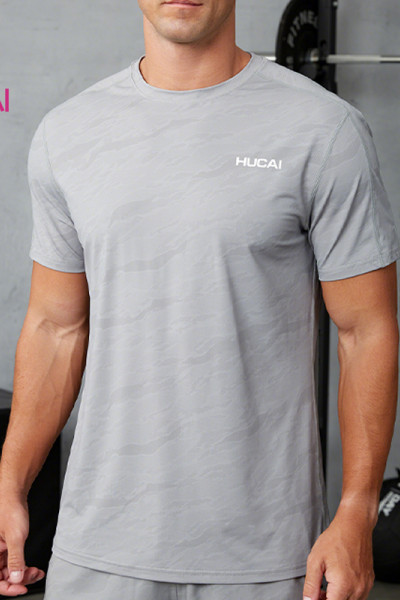 Custom Men's Gray Camo Cooling Performance T-Shirt | Breathable Activewear Manufacturer