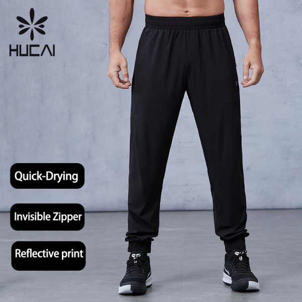 Custom Premium Drawstring Thermal Gym Pants with Zipper Pockets|Hucai Activewear Manufacturer